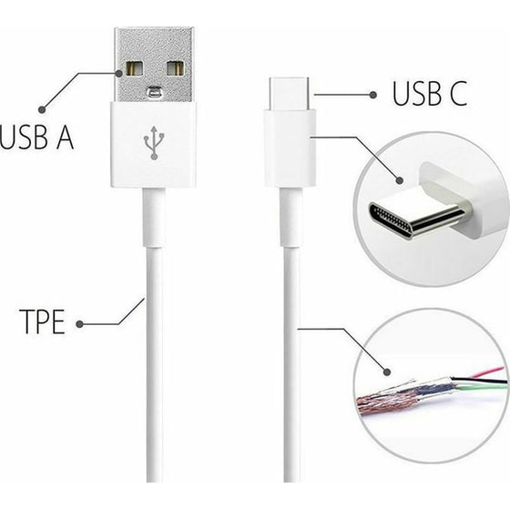 Καλώδιο δεδομένων Huawei Cp51 Usb to Usb-C 3A 1m - White image 4