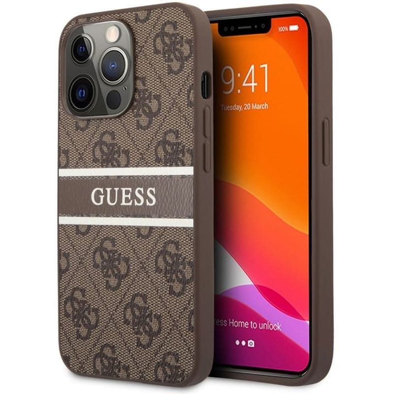GUESS Θήκη Apple iPhone 13 Pro - Guess 4g Logo Stripe - Καφέ