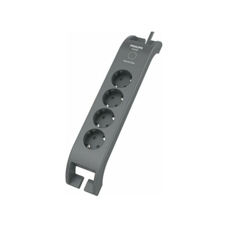 PHILIPS Πολύπριζο Ασφαλείας Philips SPN3140A/10 4 Θέσεων 2m - Γκρι