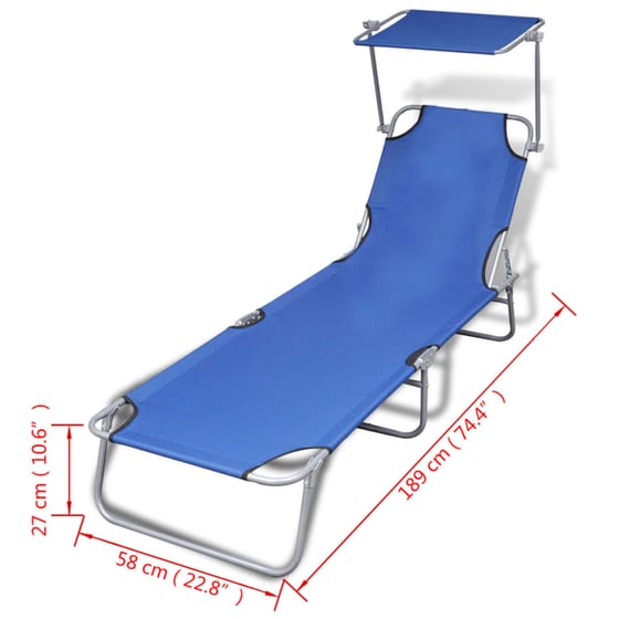 Ξαπλώστρα VidaXL Πτυσσόμενη από Χάλυβα 189x58x27 cm - Μπλε image 6