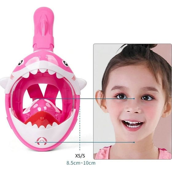 Παιδική Μάσκα Θαλάσσης Thenice Kf-3 Καρχαριάκι Full Face Snorkel Mask XS/S - Ροζ image 1