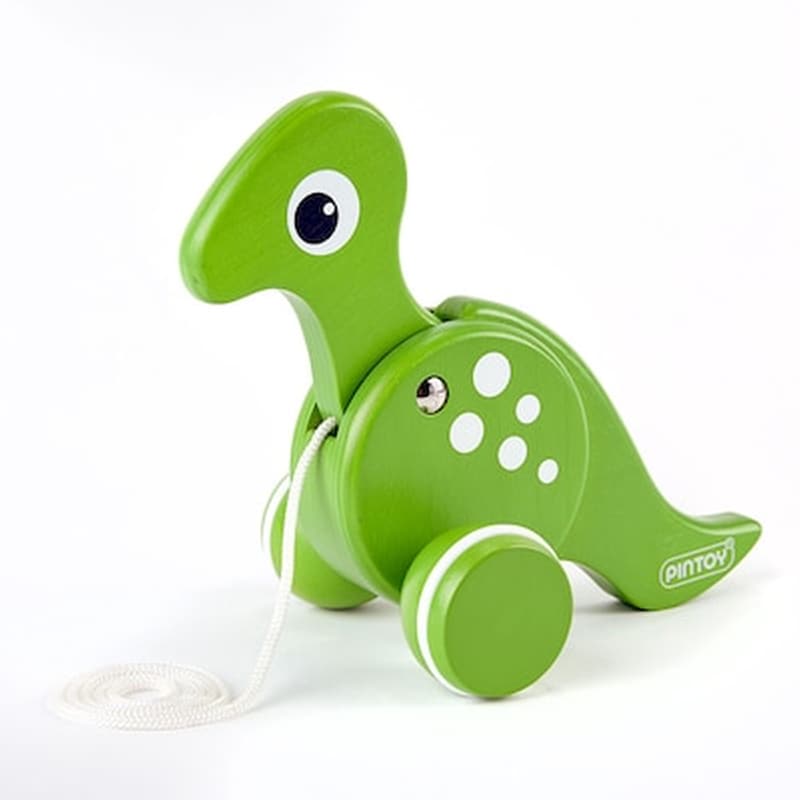 Pintoy Ξύλινη Τρεχαλίτσα Δεινόσαυρος Τυραννόσαυρος T-rex Από Μασίφ Καουτσουκόδεντρο