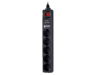 Πολύπριζο Ασφαλείας Crystal Audio CP5130070 5 Θέσεων 1.5m - Μαύρο image 1