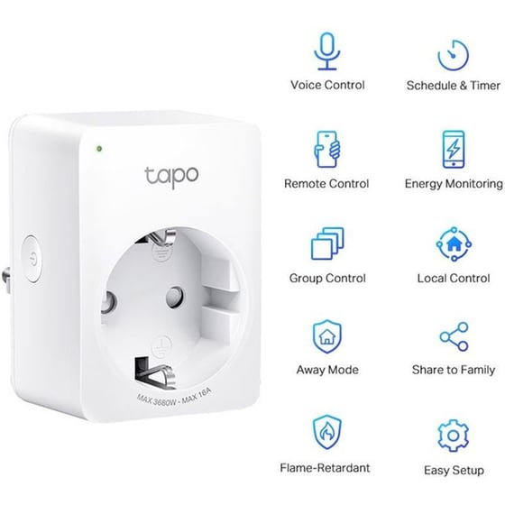 Έξυπνη πρίζα ρεύματος TP-Link Tapo P110 με Wi-Fi 3680W - 2τμχ image 2