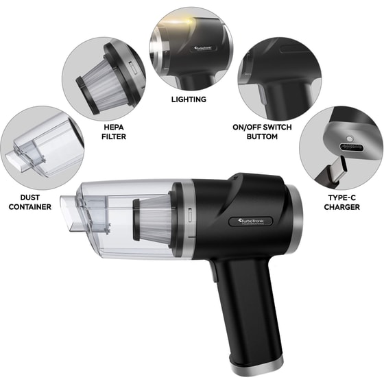 TURBOTRONIC TT-EQ7 0.15 L Ασημί Σκουπάκι Χειρός image 5