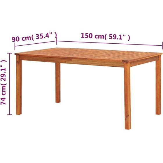 Τραπέζι Εξωτερικού Χώρου VidaXL από Ξύλο 150x90x74 cm - Καφέ image 5