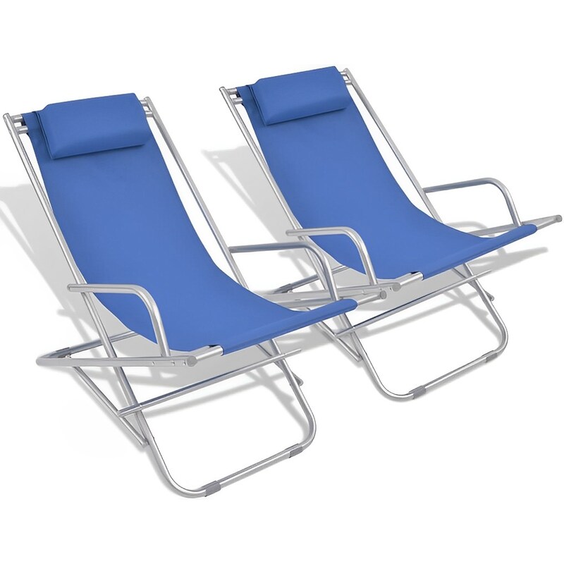 Σεζλόνγκ VidaXL Πτυσσόμενες από Ατσάλι/PVC 69x61x94 cm 2 Τμχ - Μπλε VIDAXL