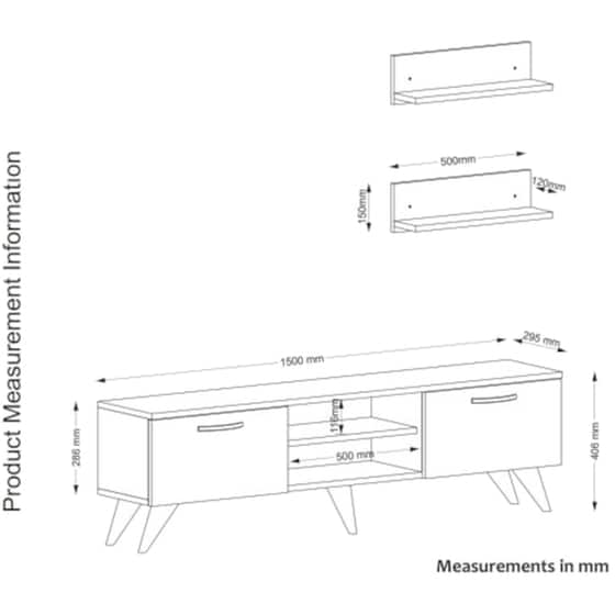 Έπιπλο Τηλεόρασης 24Mall Pianosa από Μοριοσανίδα 150x29.5x40.6 cm - Καρυδί/Λευκό image 4
