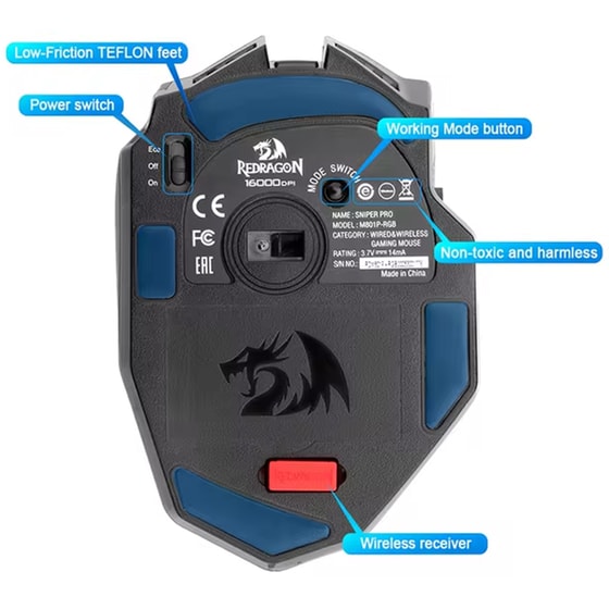 Redragon Sniper Pro M801P-RGB Gaming Ασύρματο Ποντίκι - Black image 5