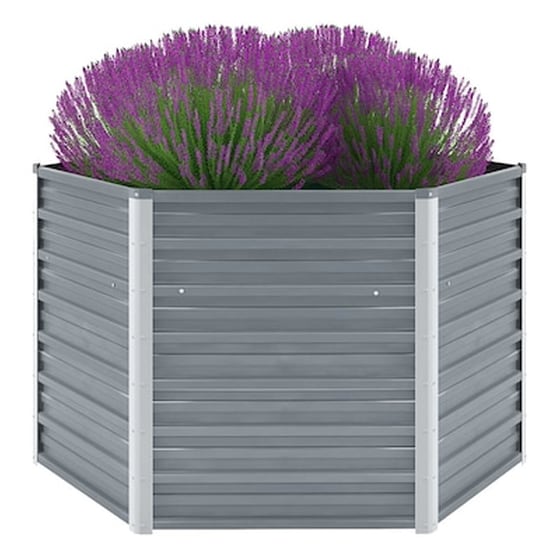 Vidaxl Ζαρντινιέρα Υπερυψωμένη Γκρι 129x129x77 Εκ. Γαλβανισμ. Χάλυβας image 1