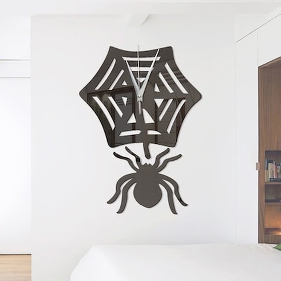 Αυτοκόλλητο Ρολόι Τοίχου Αράχνη Μαύρη Wall Clock Stickers Black image 0