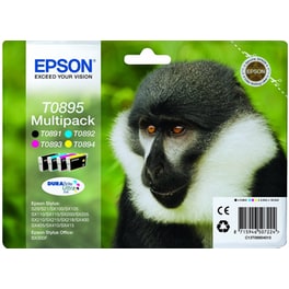 Epson T0895 Κυανό / Ματζέντα / Κίτρινο / Μαύρο Πακέτο 4 Μελανιών Εκτυπωτή C13T08954010