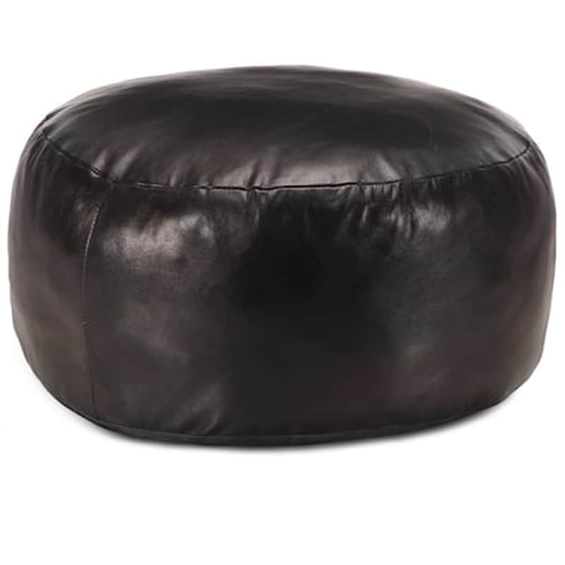 VIDAXL Πουφ Vidaxl Από Γνήσιο Δέρμα Κατσίκας 60x30 cm - Μαύρο