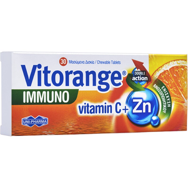 Uni-Pharma Vitorange Immuno με Vitamin C και Zn - 30 ταμπλέτες