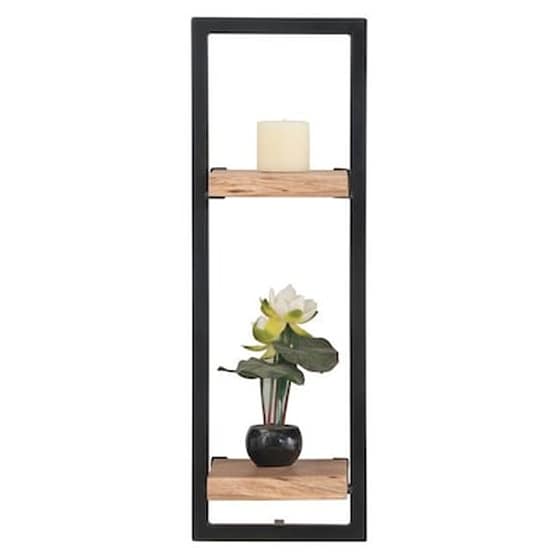 Ράφι Τοίχου Lizard Frame C59079 από Μασίφ Ξύλο Ακακίας/Μέταλλο 25x25x75 cm - Μαύρο/Καφέ image 0