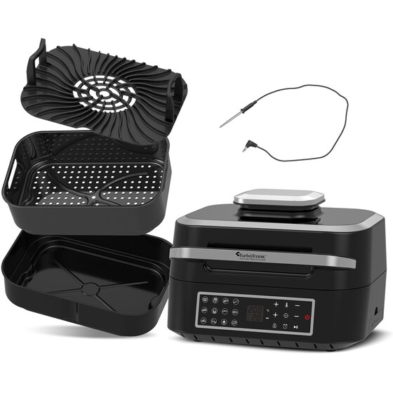 TURBOTRONIC TT-AG700 με Καπάκι 1800 W 6.5 L Μαύρο/Ασημί Φριτέζα Αέρος - Grill image 5