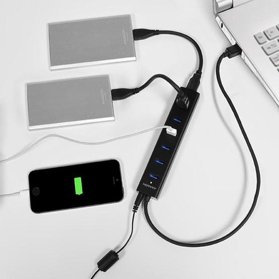 Axagon HUE-SA7BP USB Hub 7 σε 1 USB-A - Μαύρο image 6