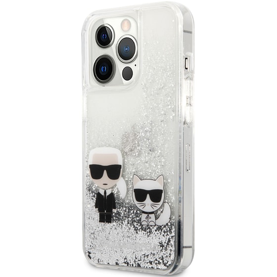 Θήκη Apple iPhone 13 Pro Max - Karl Lagerfeld Transparent Hard Case Karl+Choupette - Clear/Glitter Silver image 4