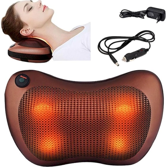 Συσκευή Μασάζ Shiatsu Αυχένα Aria Trade με 4 Κεφαλές - Καφέ image 2