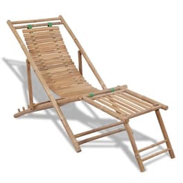 Ξαπλώστρα VidaXL με Υποπόδιο από Μπαμπού 152x59x80 cm - Καφέ