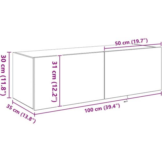 Έπιπλο Τηλεόρασης VidaXL Επιτοίχιο με LED 2 τμχ 100 x 35 x 31 cm - Παλαιωμένο Ξύλο image 15