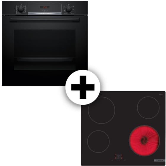 BOSCH HBA514BB3 & PKE61RBA2Ε 71 Lt Μαύρο Εντοιχιζόμενος Σετ Φούρνος και Εστία image 0