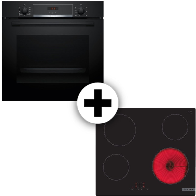 BOSCH BOSCH HBA514BB3 PKE61RBA2Ε 71 Lt Μαύρο Εντοιχιζόμενος Σετ Φούρνος και Εστία