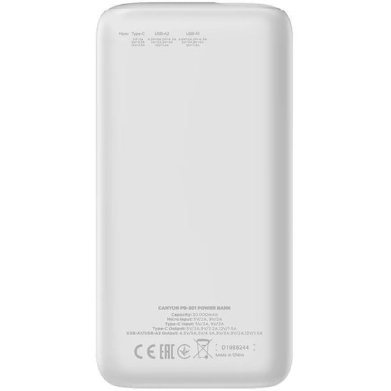 Powerbank Canyon 30.000 mAh - Λευκό image 2