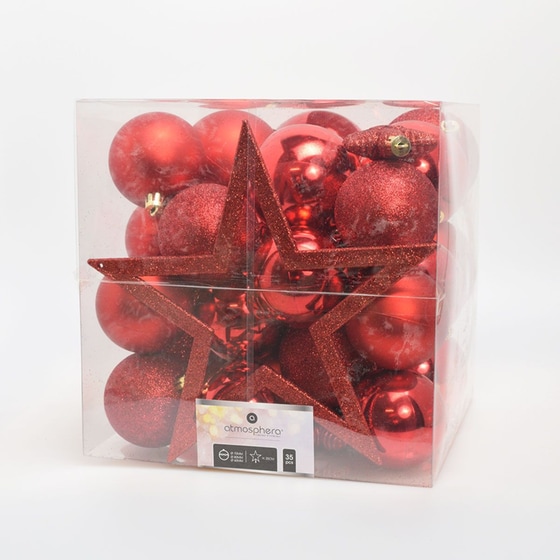 Σετ Χριστουγεννιάτικα Στολίδια Spitishop A-s Red 184166 από PVC 35 Τμχ - Μπάλα image 0