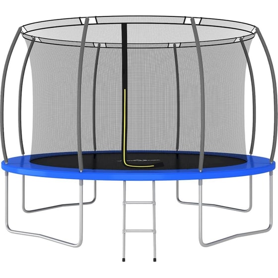 VidaXL Σετ Τραμπολίνου Στρογγυλό 366x80cm για έως 150kg - Μαύρο/ Γκρι/ Μπλε image 1