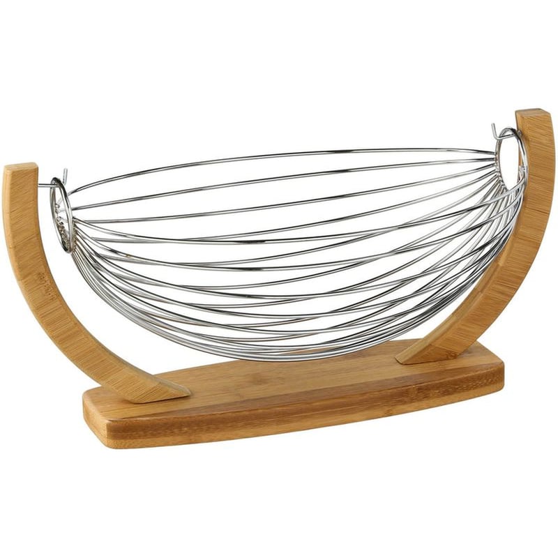 Φρουτιέρα Spitishop Μπαμπού 36x21x18.5cm - Καφέ/Ασημί SPITISHOP