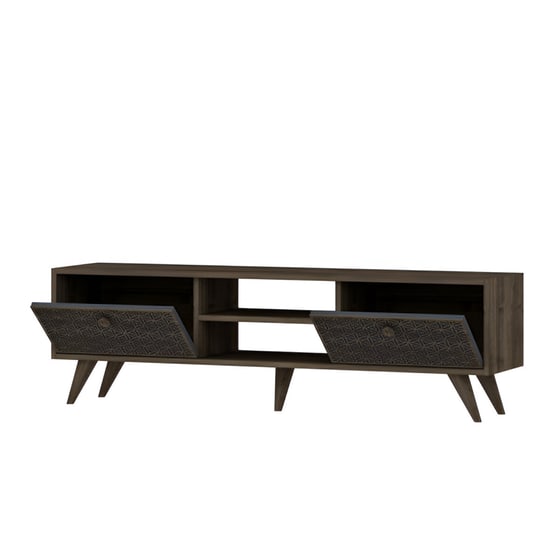 Έπιπλο Τηλεόρασης Barletta από Μοριοσανίδα 150x35x45cm - Ανθρακί/Καρυδί image 0