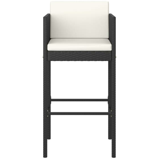 Σκαμπό Κήπου VidaXL με Μαξιλάρια από Ρατάν 50x48x100 cm 4 Τμχ - Μαύρο/Κρεμ image 3