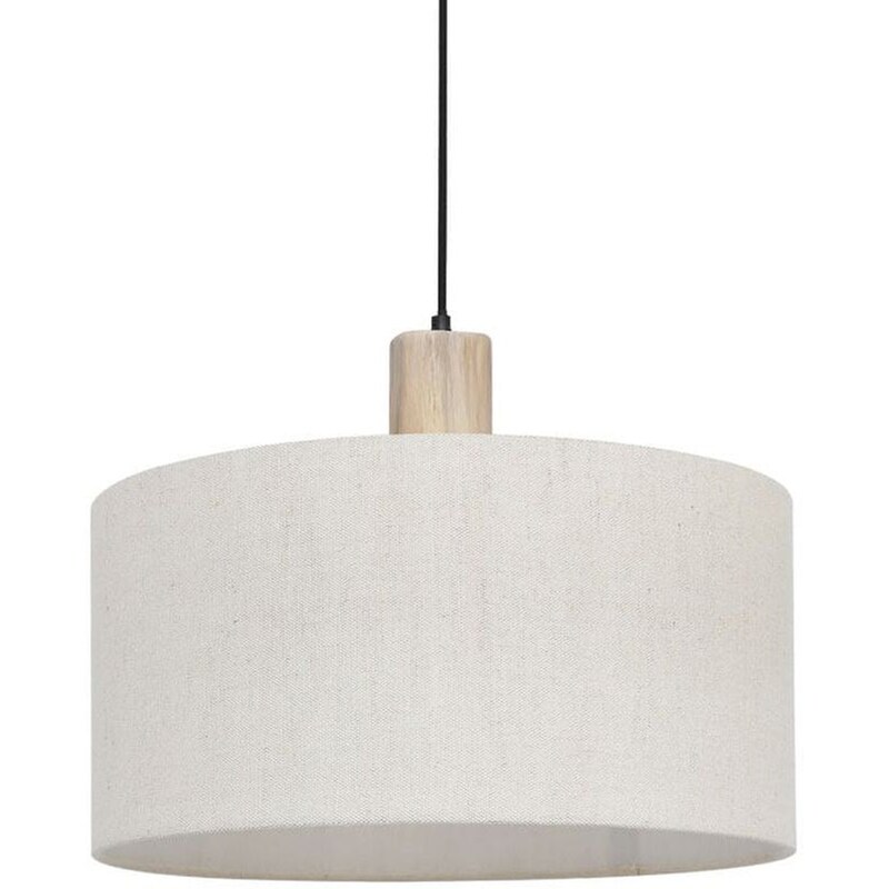 Φωτιστικό Οροφής Μονόφωτο Aca Chios από Ύφασμα/Ξύλο Φ45x22-139 cm - Εκρού