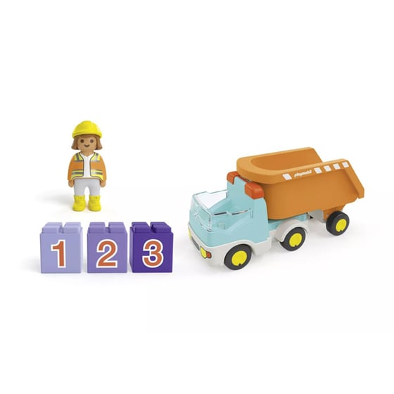 PLAYMOBIL® Junior Ανατρεπόμενο Φορτηγό με εργάτη (71685) image 1