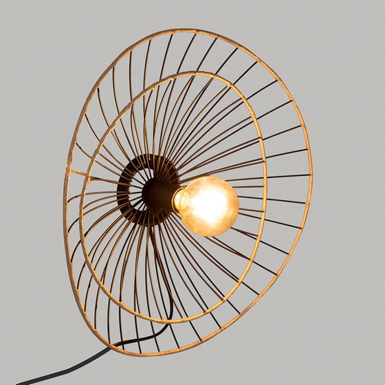 Απλίκα Τοίχου Spitishop με Φις Πρίζας Μεταλλική Φ45x11 cm - Μαύρη/Μπεζ image 1