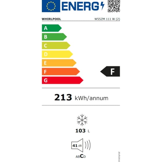WHIRLPOOL W55ZM111W 103 Lt με Αναστρέψιμη πόρτα Λεύκο Καταψύκτης Όρθιος image 1