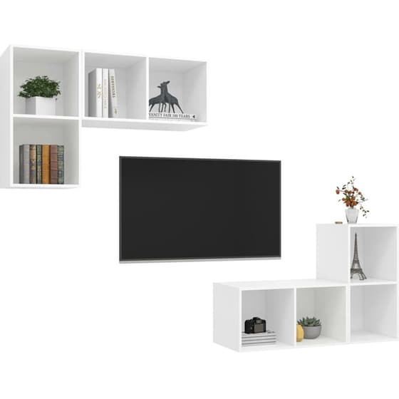 Έπιπλο Τηλεόρασης VidaXL από Μοριοσανίδα 4 Τμχ 37x37x72cm - Λευκό image 2