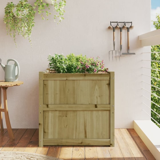 Ζαρντινιέρα VidaXL από Μασίφ Ξύλο Πεύκου 70x70cm - Καφέ image 10