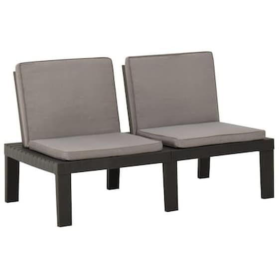 Παγκος Κήπου VidaXL με Μαξιλάρι Πλαστικός 130x65x70 cm - Γκρι image 0