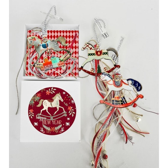 Κρεμαστό Χριστουγεννιάτικο Γούρι Μεταλλικό - Πολύχρωμο Αλογάκι image 0