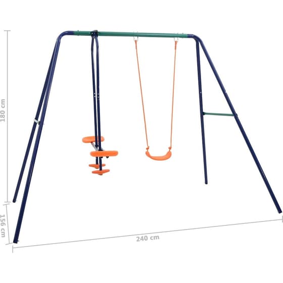 VidaXL Σετ Κούνιας 3 Θέσεων από Ατσάλι & Πλαστικό - Μπλε/ Πράσινο/ Πορτοκαλί image 8