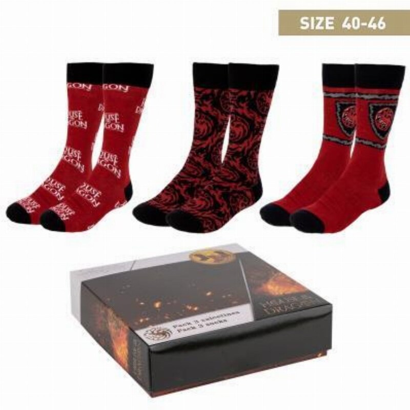CERDA Κάλτσες Cerda House Of The Dragon Various 3-pack -Μαύρες/Κόκκινες