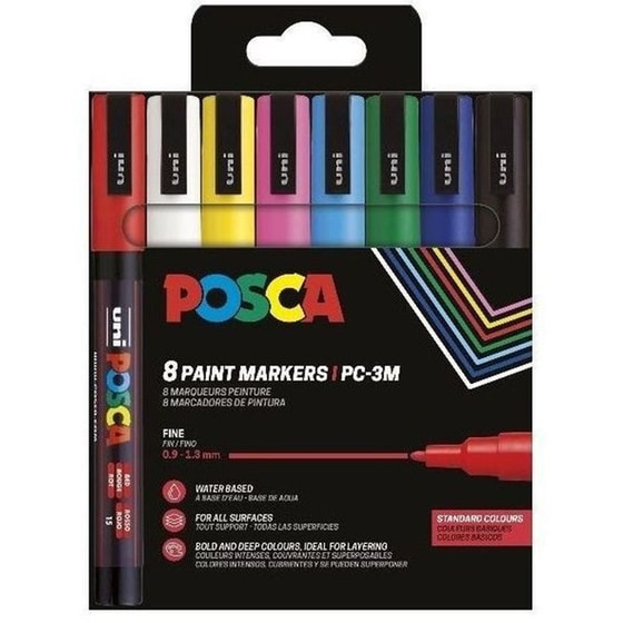 Μαρκαδόροι Ζωγραφικής Posca 3M Basic (8 Τεμάχια) image 0