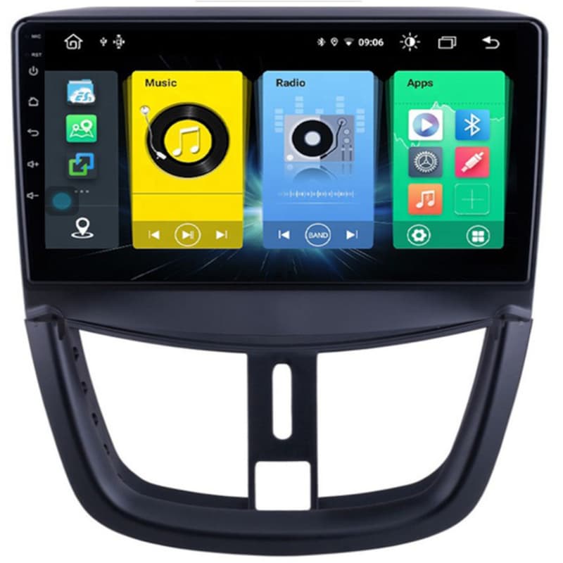 Ηχοσύστημα με Οθόνη Αφής 9 Android GPS Wi-Fi Bluetooth 1GB/ 16GB για Peugeot 207 (2007 - 2018) - Μαύρο