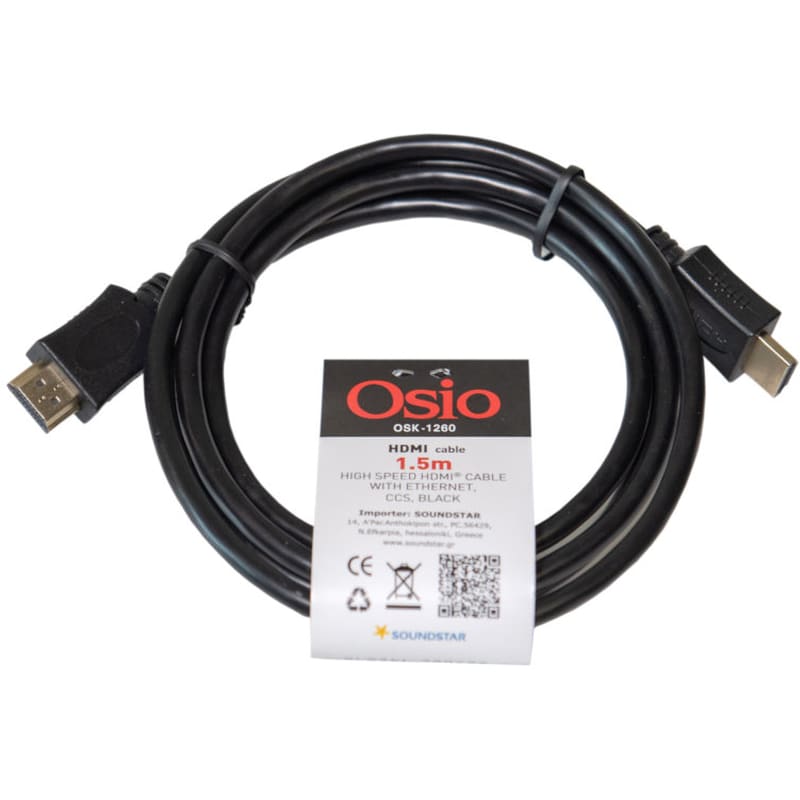 OSIO Καλώδιο Osio HDMI 1.4 Cable HDMI Male σε HDMI Male - 1.5m