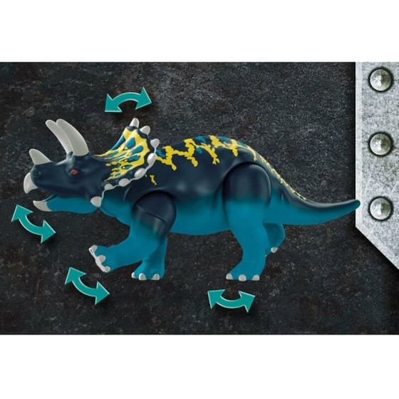 PLAYMOBIL® Dino Rise Τρικεράτωψ με Πανοπλία-Κανόνι και Μαχητές (70627) image 3
