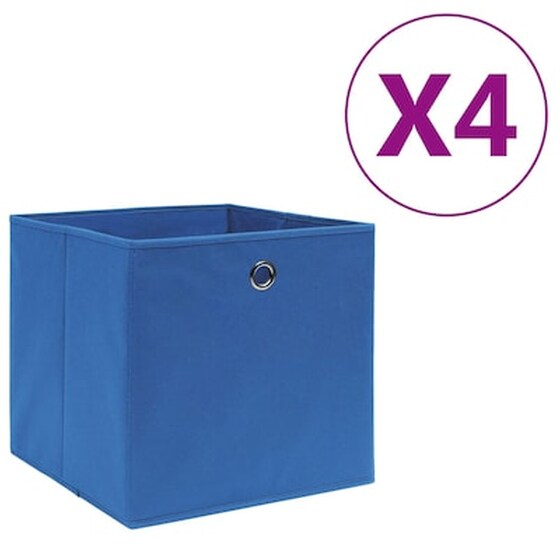 Κουτιά Αποθήκευσης Vidaxl Σετ 4 Τμχ από Ύφασμα 28x28x28 cm - Μπλε image 1