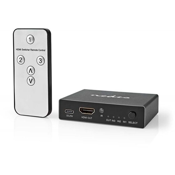 Nedis Vswi3493At HDMI Switch 3ports 3x HDMI Input - HDMI Output 8k@60hz 45gbps Anthracite Nedis image 0