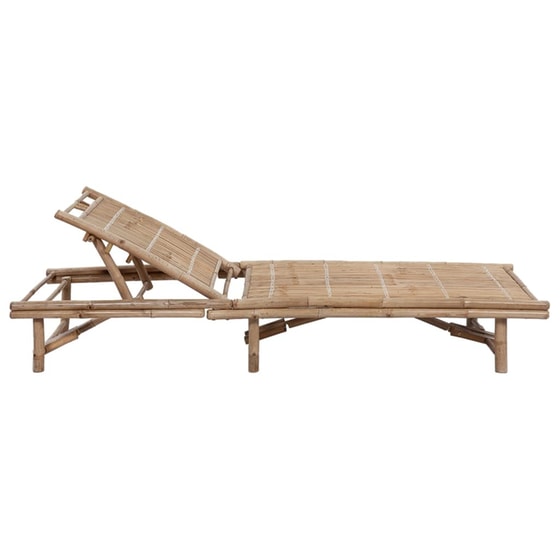 Ξαπλώστρα VidaXL από Μπαμπού 200x65x30-87 cm - Γκρι/Καφέ image 1